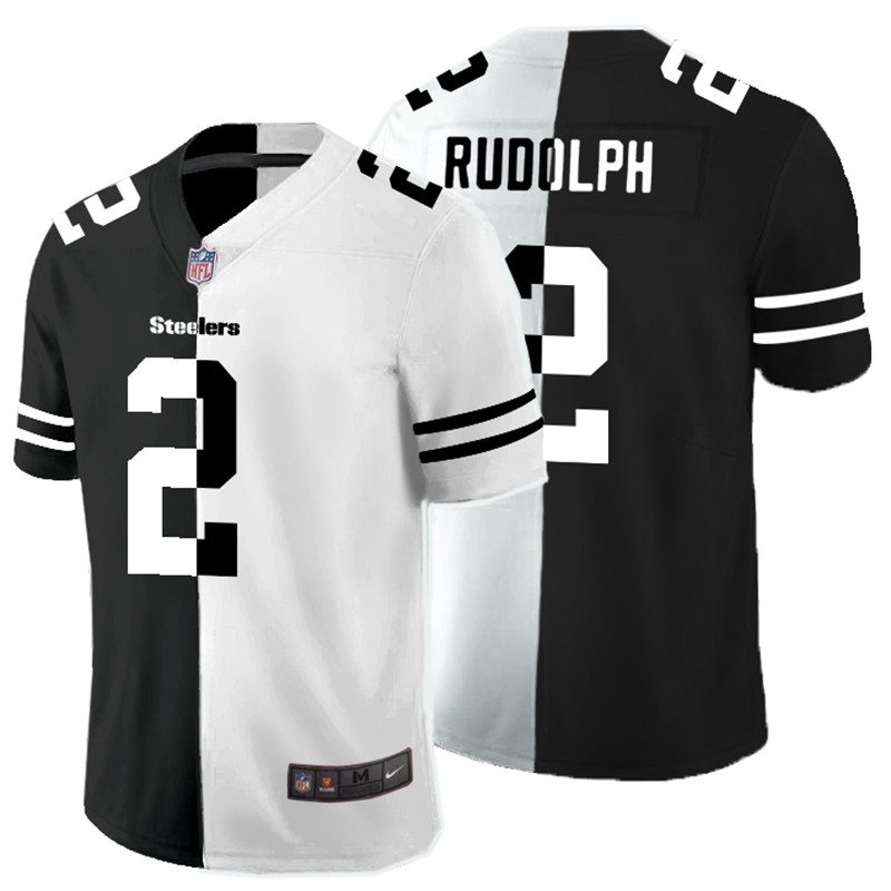Men's Pittsburgh Steelers #2 Mason Rudolph Black &White Split Limited Stitched Jersey